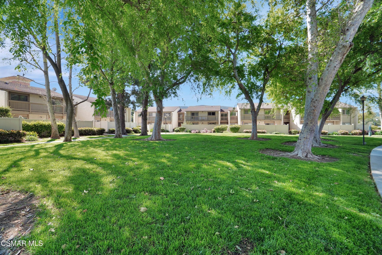 Tree-lined community green at Varsity Park